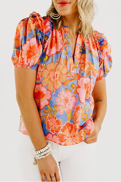 Picture of PLUS SIZE V NECK FLORAL BLOUSE